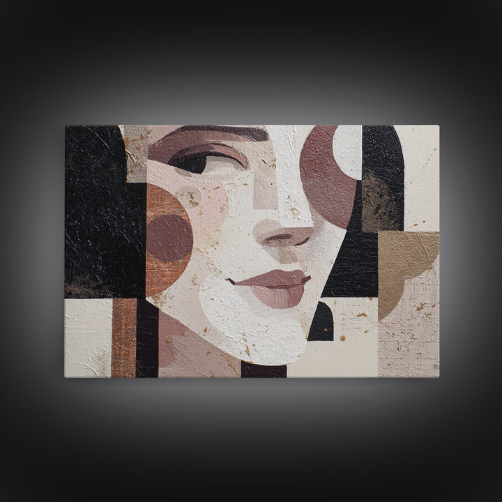 Mod Female Portrait Framed Canvas Print, Midcentury Modern Art, Prints, Living Room Decor, Fine Art, Retro, Abstract Wall Art, MMA-3x2-59