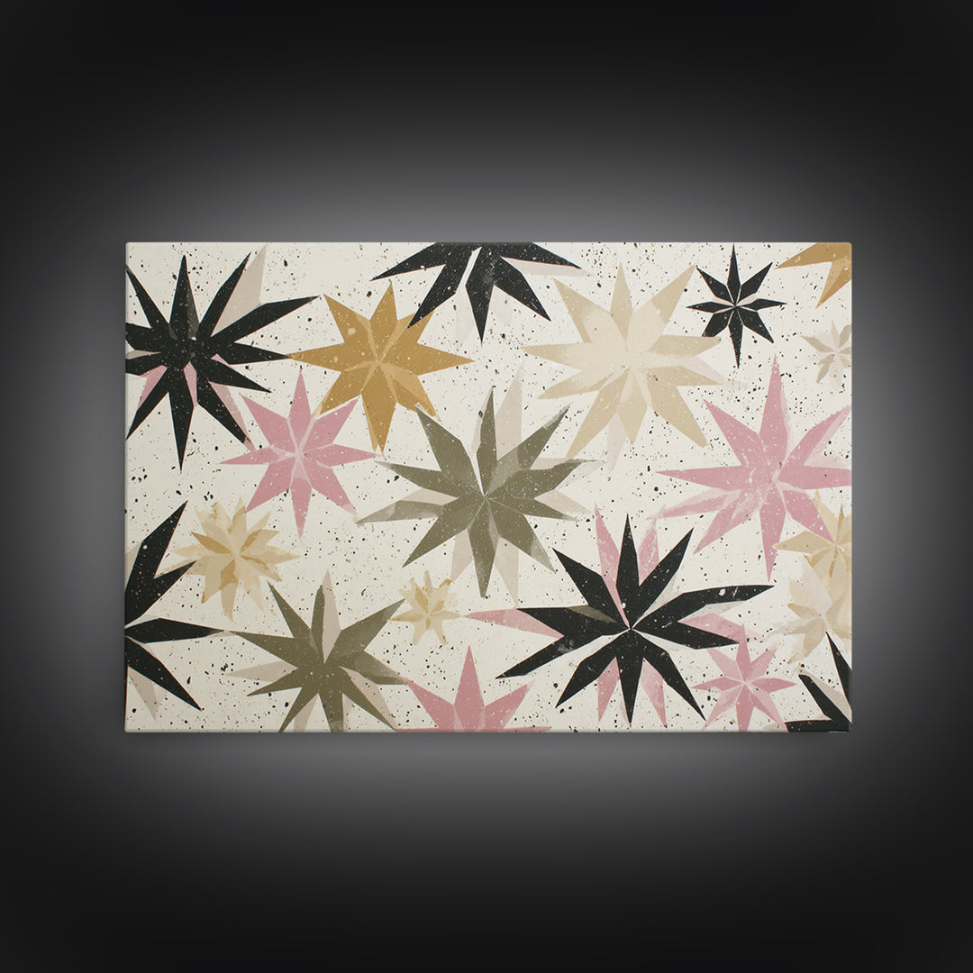 Atomic Starburst Pattern Framed Canvas Print, Midcentury Modern Art, Abstract Art, Living Room Decor, Fine Art, Retro, MMA-3x2-6