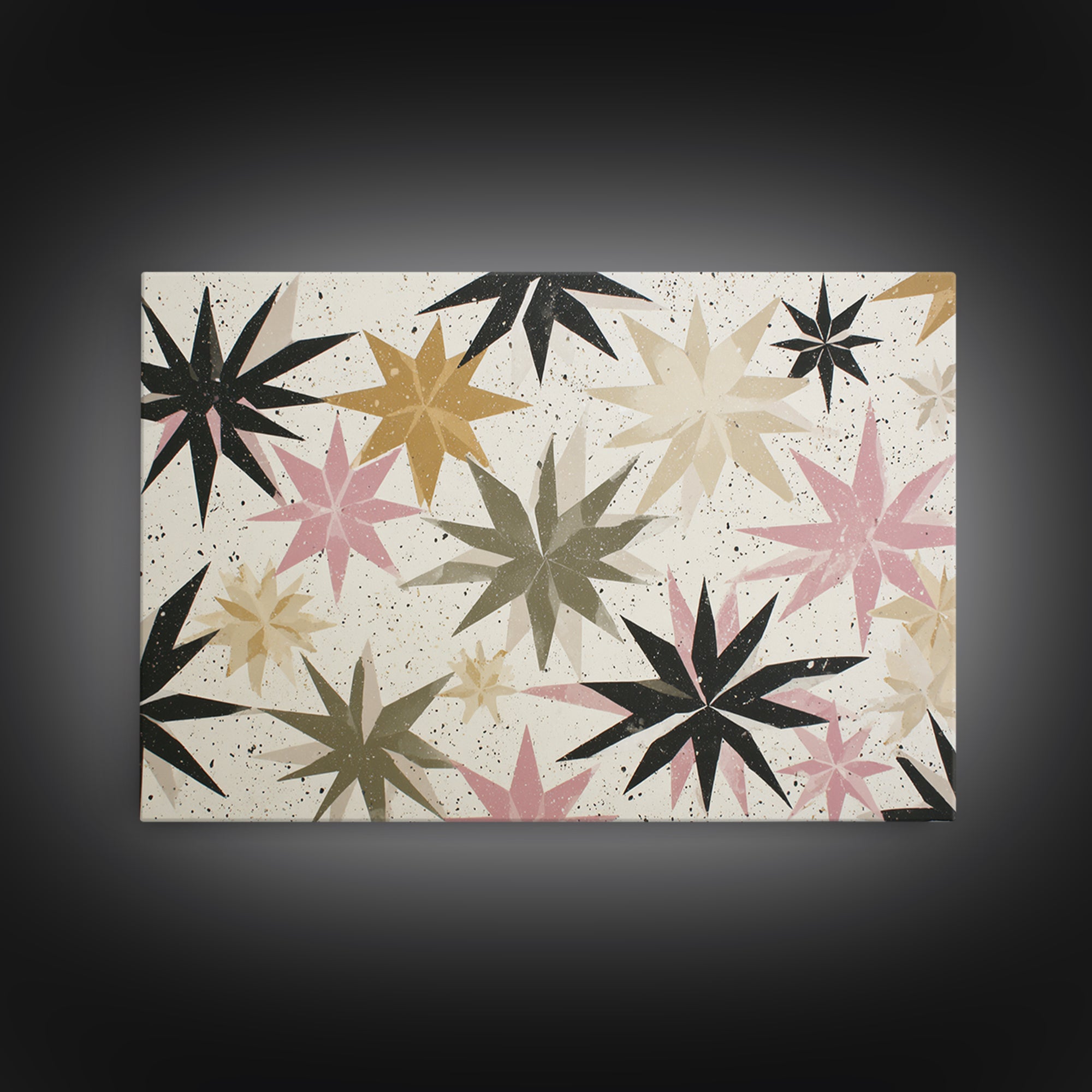 Atomic Starburst Pattern Framed Canvas Print, Midcentury Modern Art, Abstract Art, Living Room Decor, Fine Art, Retro, MMA-3x2-6