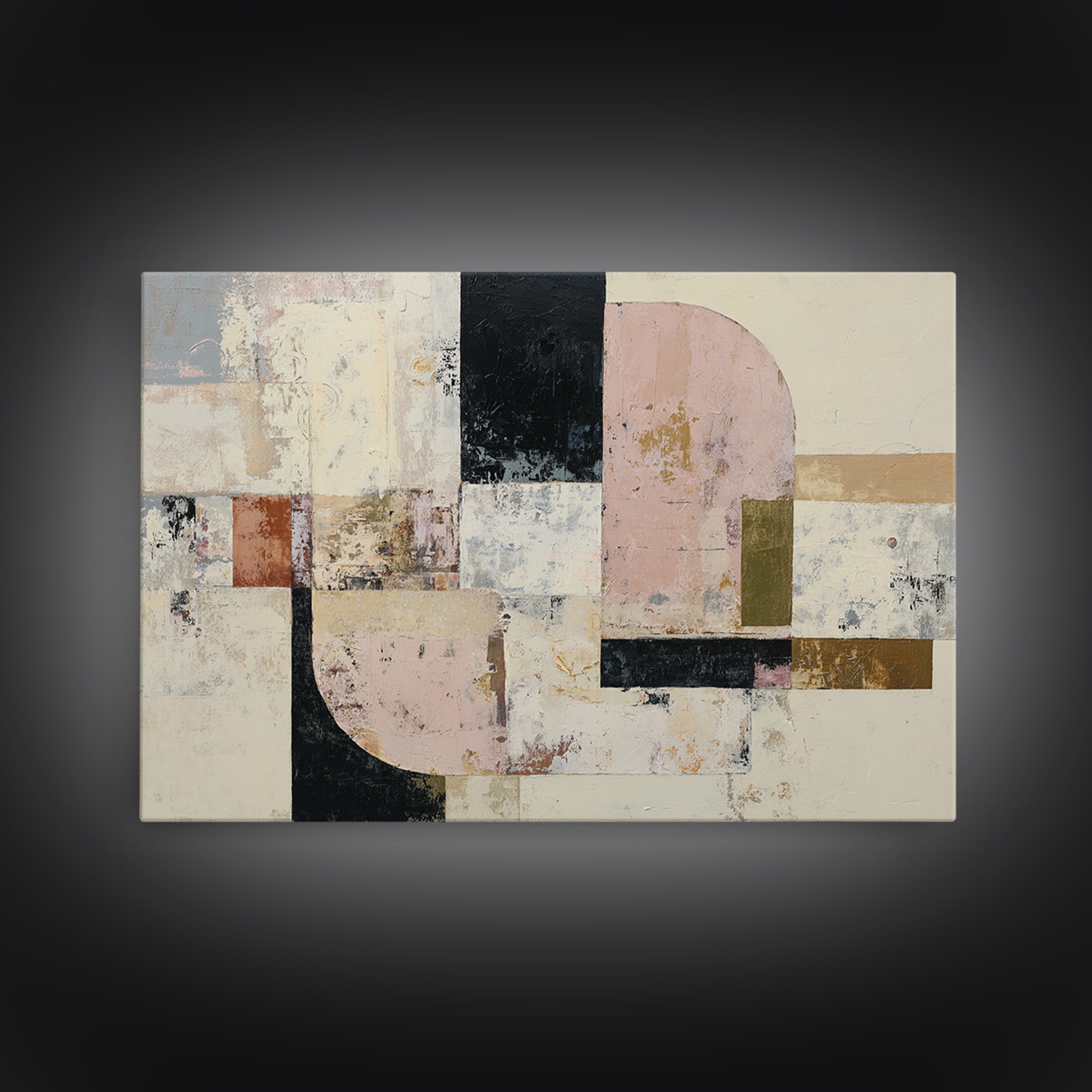Oval and Rectangle Composition Canvas Print, Midcentury Modern Art, Minimalist Decor, Living Room Decor, Fine Art, Retro, MMA-3x2-68