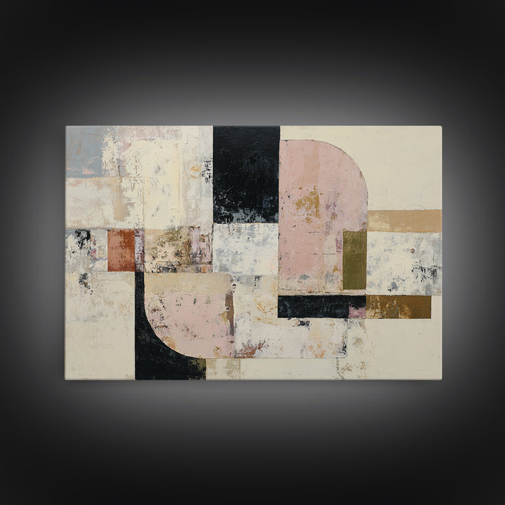 Oval and Rectangle Composition Canvas Print, Midcentury Modern Art, Minimalist Decor, Living Room Decor, Fine Art, Retro, MMA-3x2-68