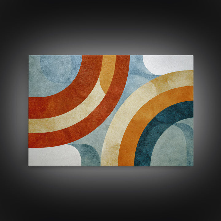 Stacked Arches in Burnt Orange and Cream Canvas Print, Midcentury Modern Art, Boho Decor, Living Room Decor, Oil Painting, MMA-3x2-89