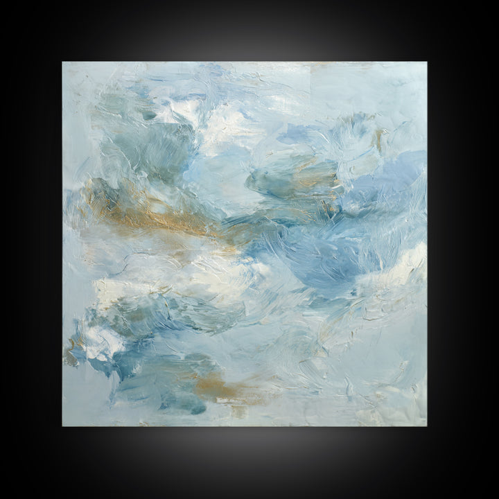 Calming Blue Abstract Framed Canvas Print, Medical Office Art, Nurse Wall Art, Office Decor, Abstract Art, Calm, Room Decor, MOA-1x1-1