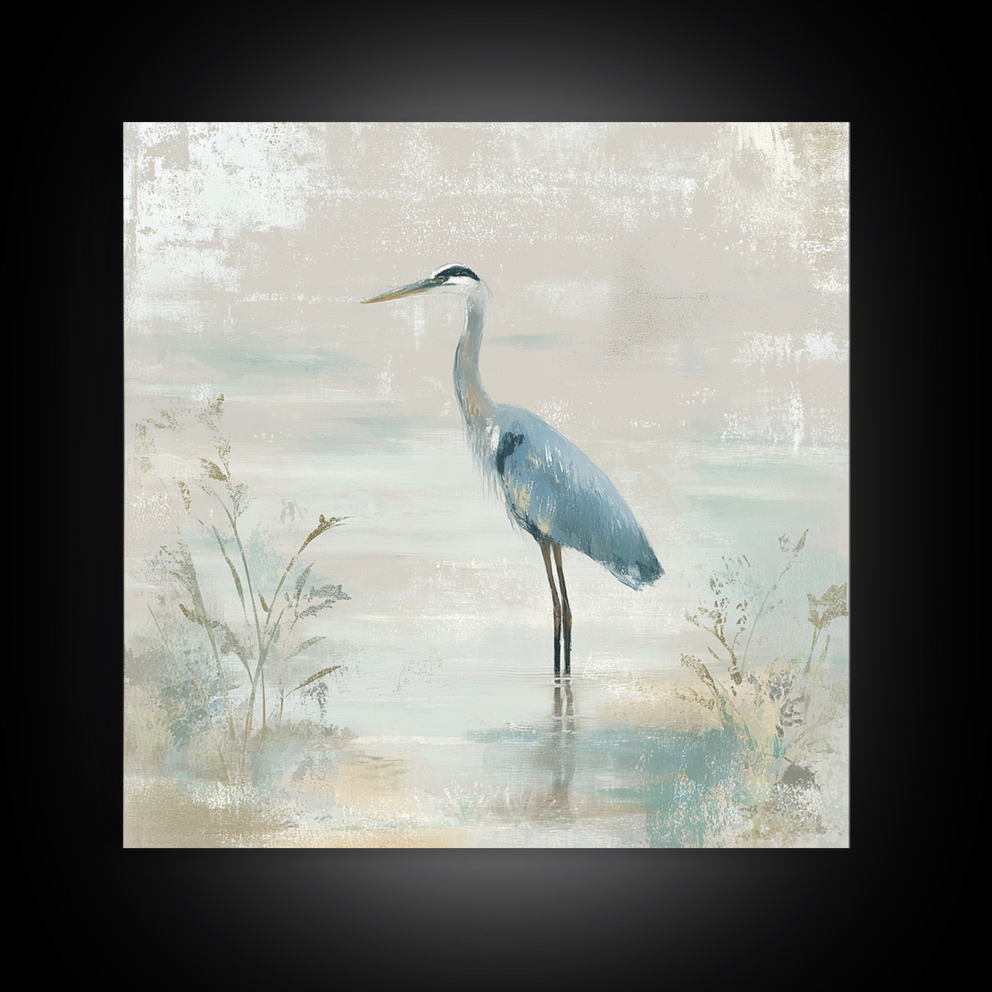 Blue Heron Standing Canvas Print, Medical Office Art, Educational Poster, Office Decor, Fine Art, Calm, Fine Art Print, MOA-1x1-14