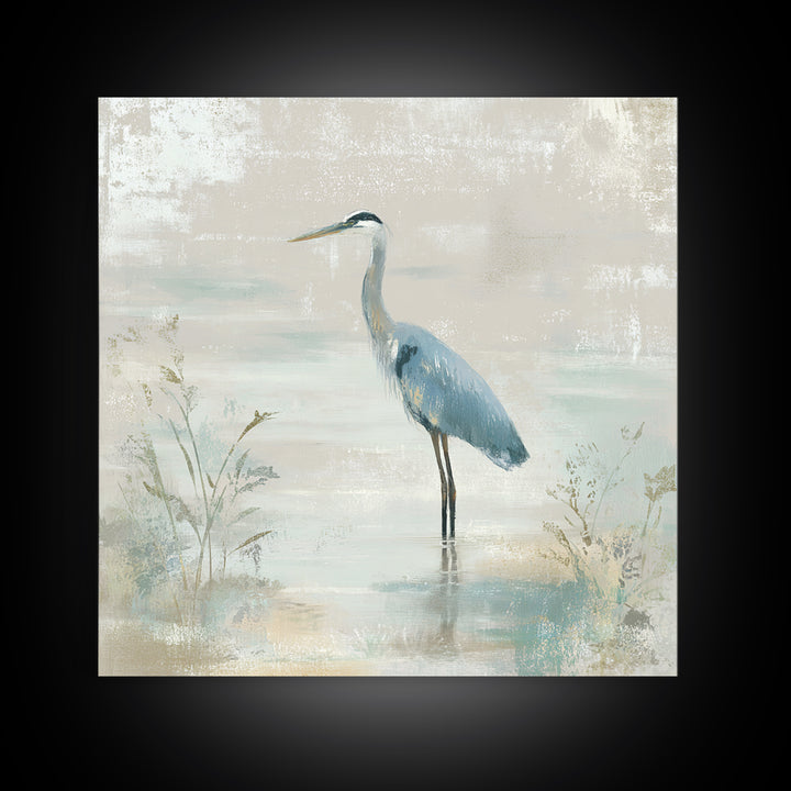Blue Heron Standing Canvas Print, Medical Office Art, Educational Poster, Office Decor, Fine Art, Calm, Fine Art Print, MOA-1x1-14