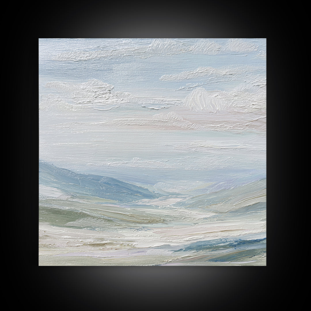 Soft Mountain Landscape Framed Canvas Print, Medical Office Art, Healthcare Wall Art, Office Decor, Oil Painting, Calm, MOA-1x1-2