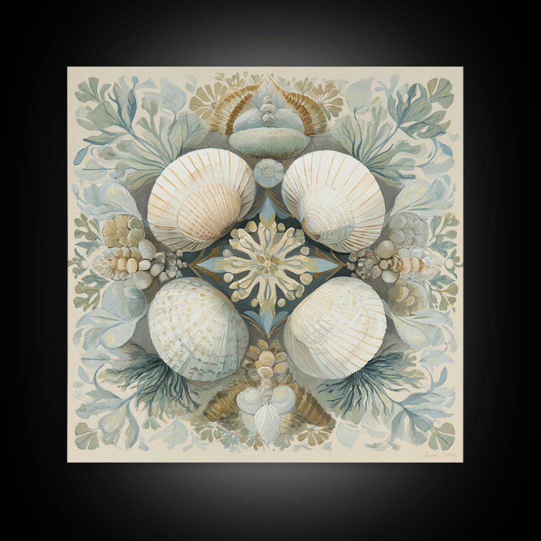 Coastal Shells and Water Study Canvas Print, Medical Office Art, Office Decor, Calm, Brain Poster, Healthcare Wall Art, MOA-1x1-20
