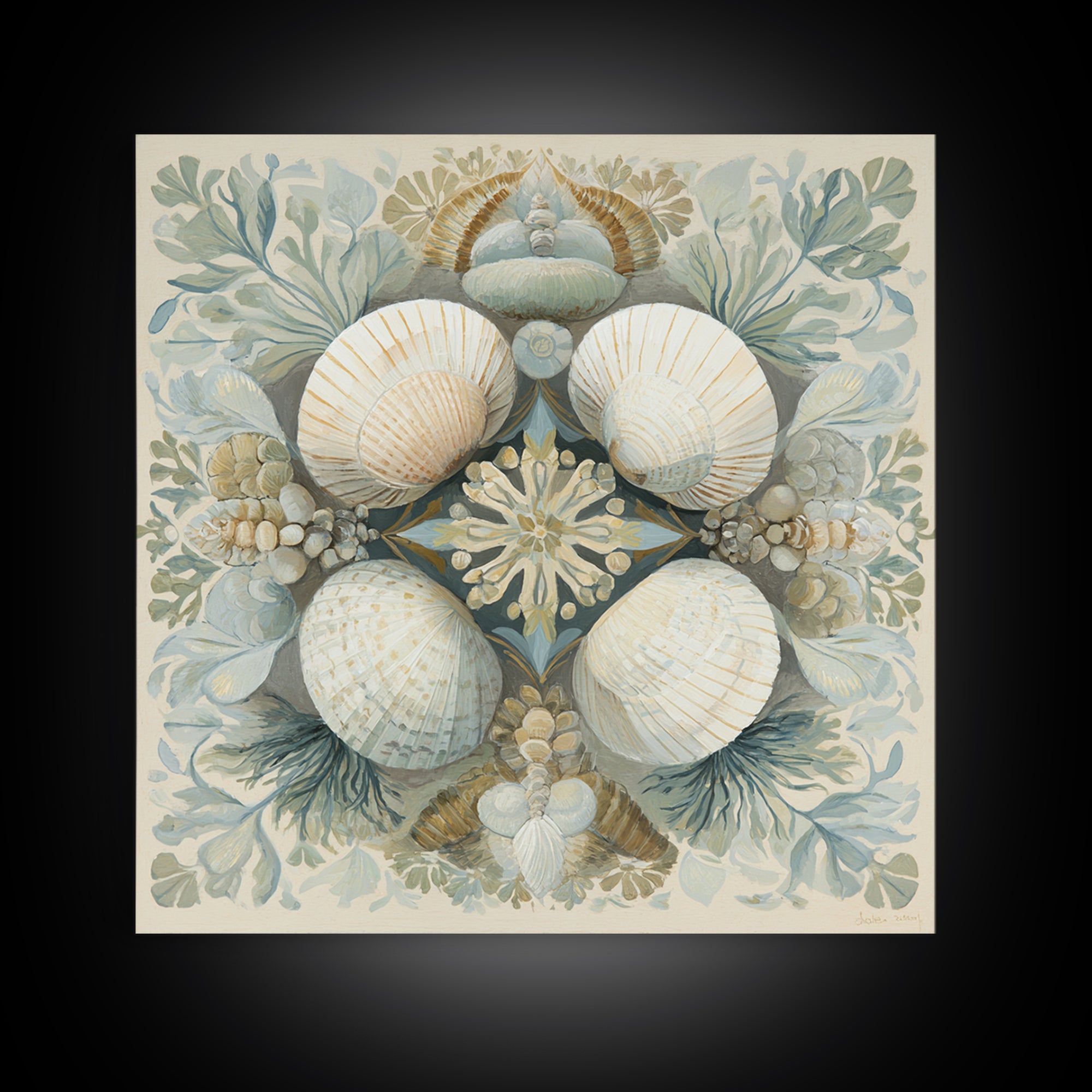 Coastal Shells and Water Study Canvas Print, Medical Office Art, Office Decor, Calm, Brain Poster, Healthcare Wall Art, MOA-1x1-20