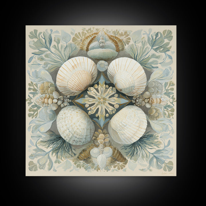 Coastal Shells and Water Study Canvas Print, Medical Office Art, Office Decor, Calm, Brain Poster, Healthcare Wall Art, MOA-1x1-20