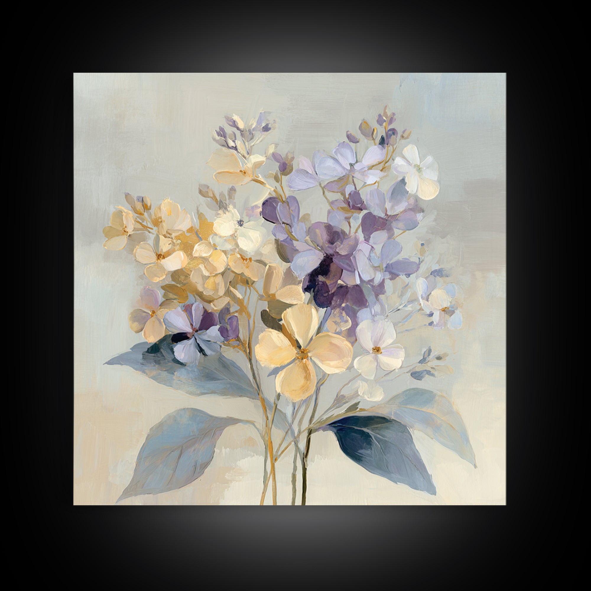 Lavender Botanical Still Life Framed Canvas Print, Medical Office Art, Biology Art, Office Decor, Oil Painting, Calm, MOA-1x1-21
