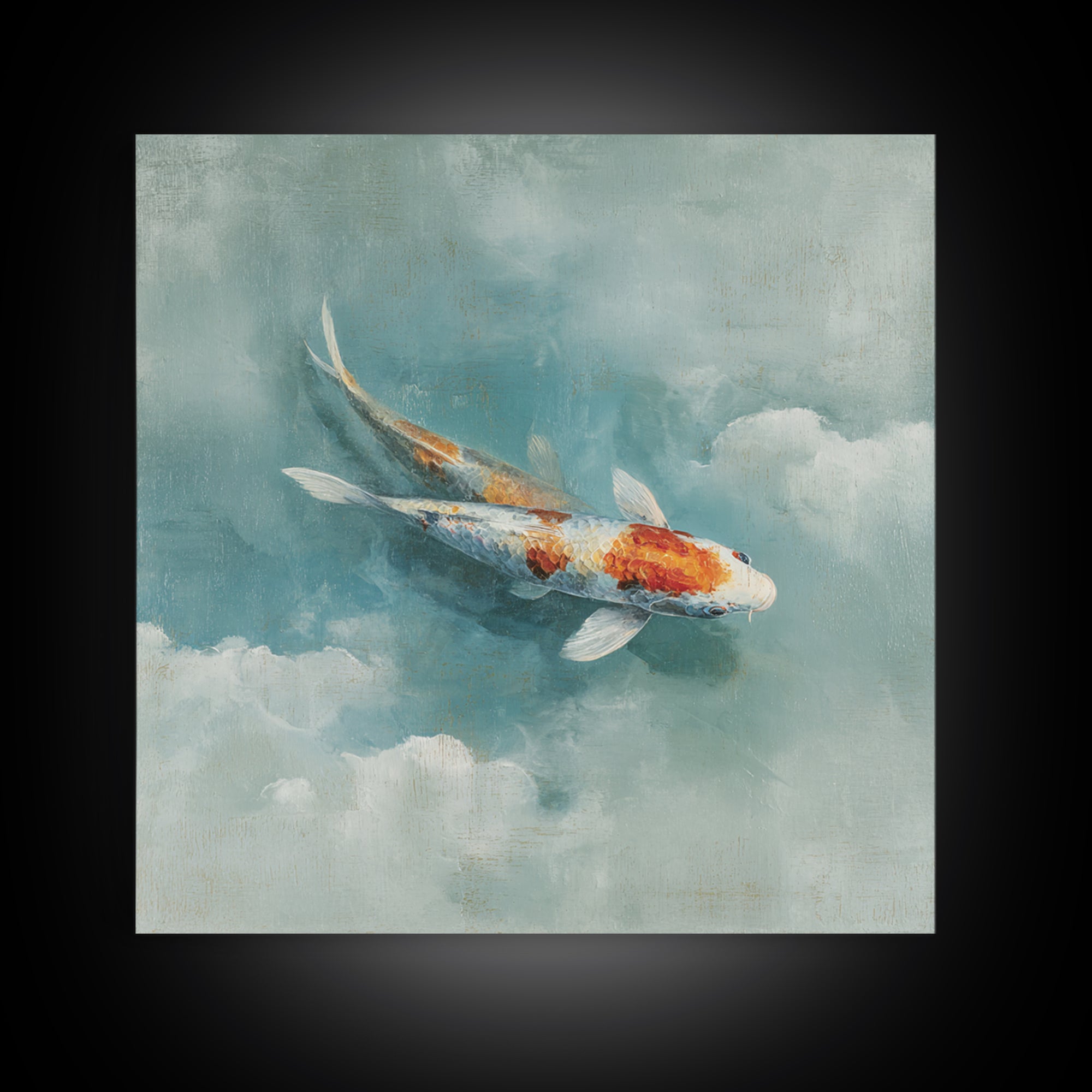 Calm Koi Fish Swimming Through Clear Water Canvas Print, Medical Office Art, Brain Poster, Office Decor, Oil Painting, Calm, MOA-1x1-22