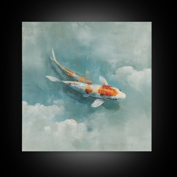 Calm Koi Fish Swimming Through Clear Water Canvas Print, Medical Office Art, Brain Poster, Office Decor, Oil Painting, Calm, MOA-1x1-22