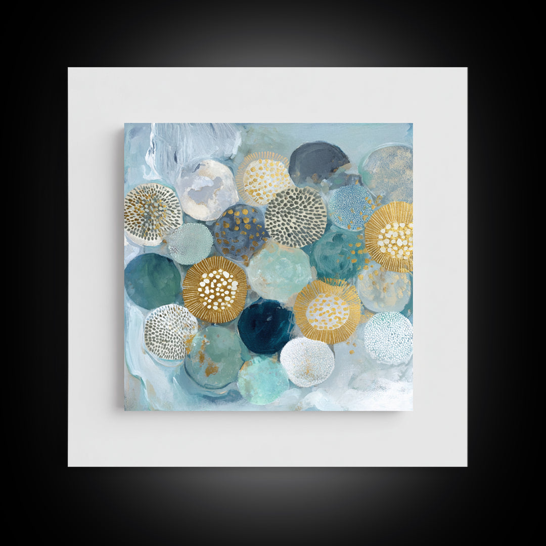 Abstract Cells and Circles as Soothing Pattern Framed Canvas Print, Medical Office Art, Fine Art Print, Office Decor, MOA-1x1-29