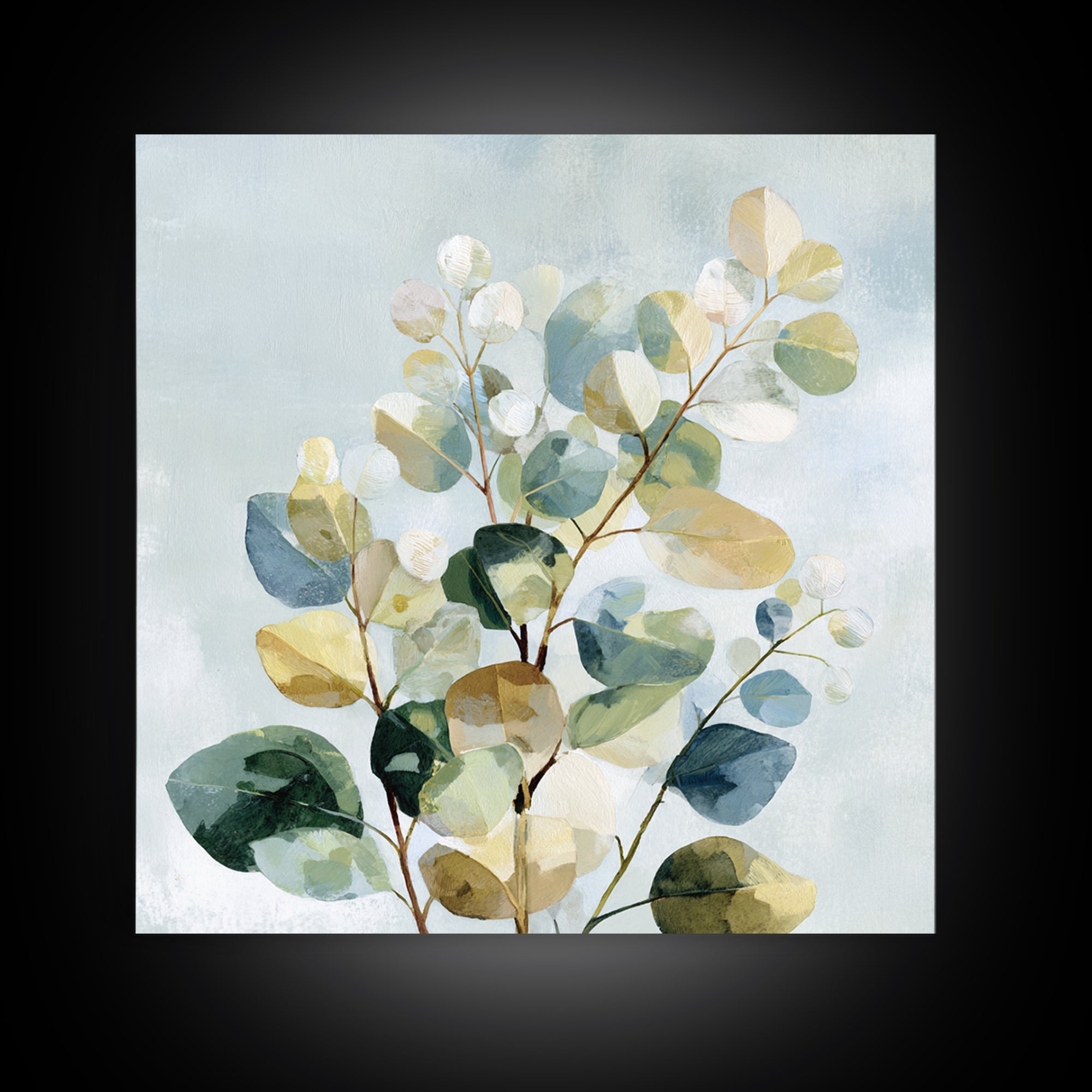 Botanical Eucalyptus Branch Canvas Print, Medical Office Art, Teal Wall Art, Office Decor, Fine Art, Calm, Anatomy Art, MOA-1x1-3