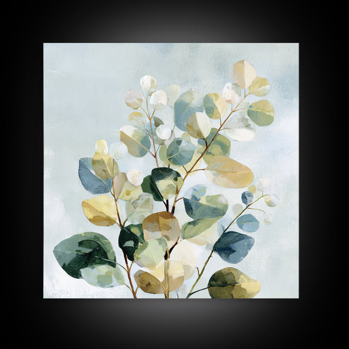 Botanical Eucalyptus Branch Canvas Print, Medical Office Art, Teal Wall Art, Office Decor, Fine Art, Calm, Anatomy Art, MOA-1x1-3
