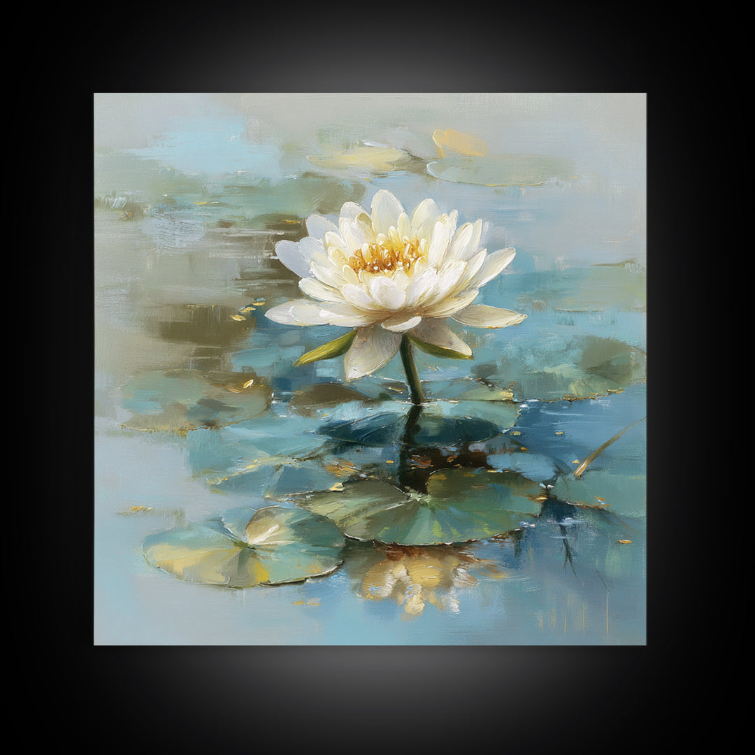 Lotus Flower Floating on Still Water Canvas Print, Medical Office Art, Brain Poster, Office Decor, Watercolor Art, Calm, MOA-1x1-35