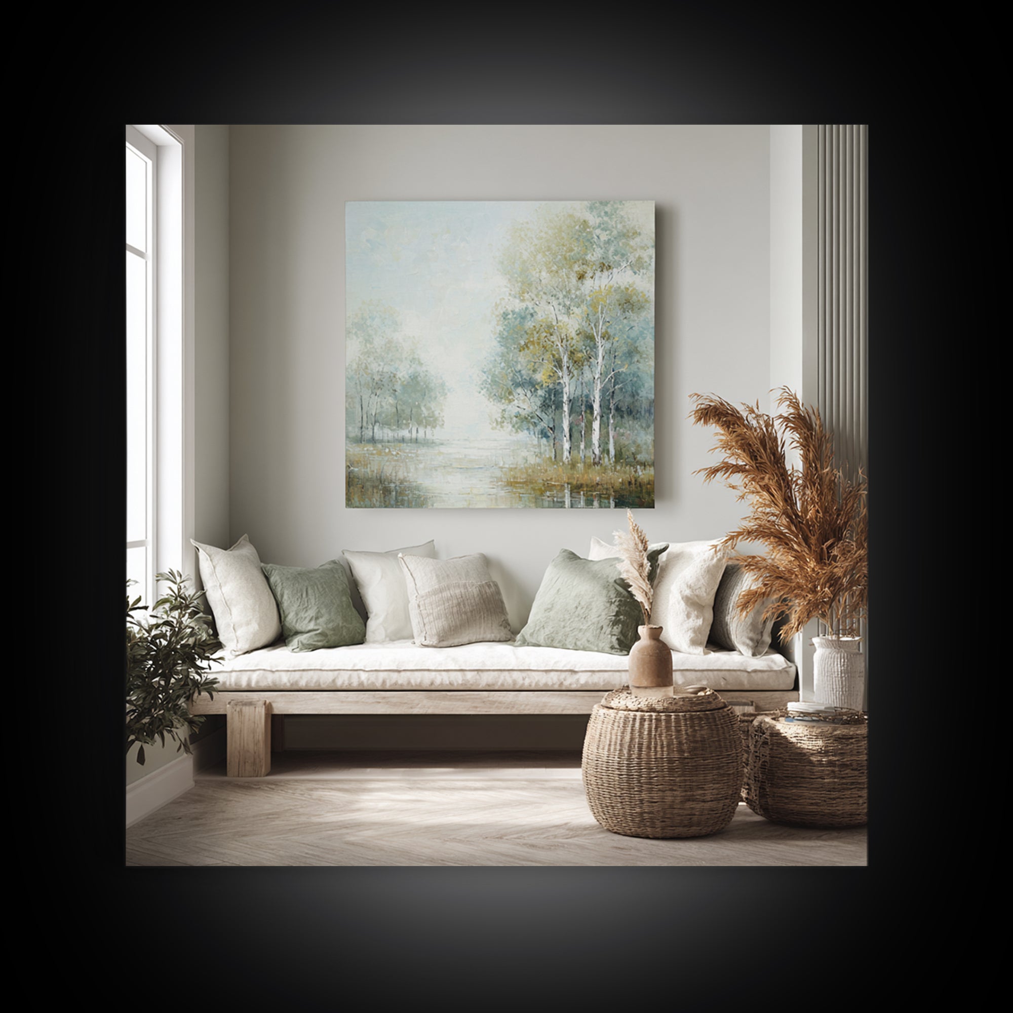 Gentle Forest Path Framed Canvas Print, Medical Office Art, Gallery Decor, Office Decor, Oil Painting, Calm, Contemporary Art, MOA-1x1-41