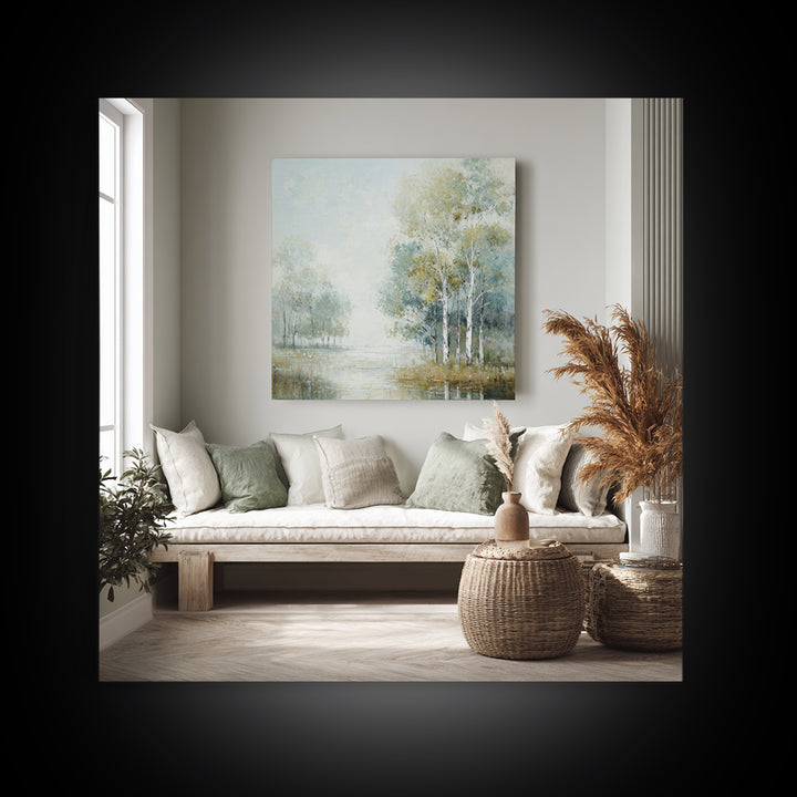 Gentle Forest Path Framed Canvas Print, Medical Office Art, Gallery Decor, Office Decor, Oil Painting, Calm, Contemporary Art, MOA-1x1-41