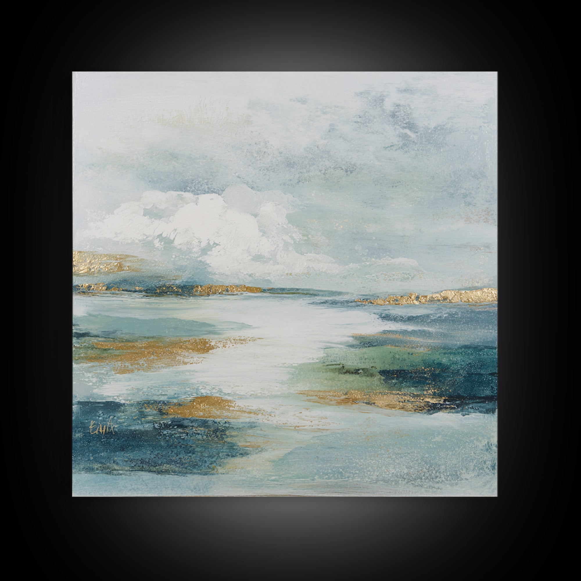 Coastal Shells and Water Study Framed Canvas Print, Medical Office Art, Dental Office Decor, Office Decor, Fine Art, Calm, MOA-1x1-44