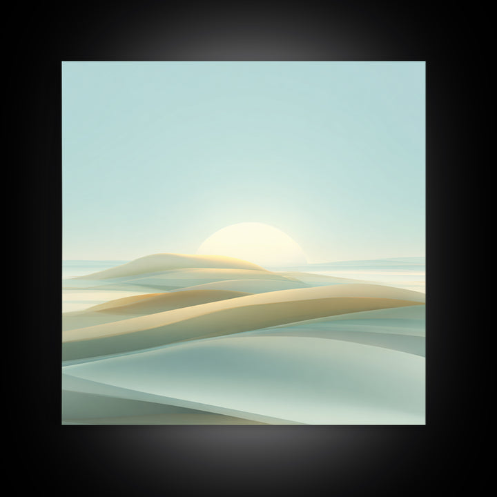 Minimal Sunrise over Rounded Hills Framed Canvas Print, Medical Office Art, Medical Office Decor, Office Decor, Fine Art, Calm, MOA-1x1-47