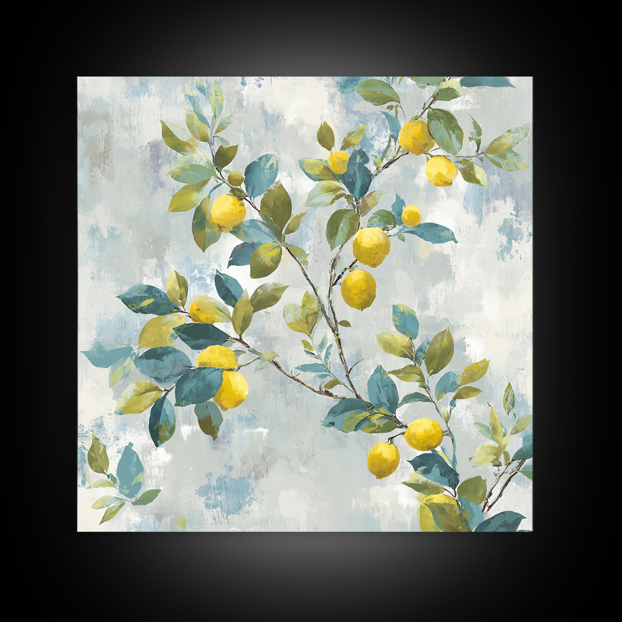 Fresh Citrus and Leaves for Bright Optimism Framed Canvas Print, Medical Office Art, Wall Decor, Office Decor, Fine Art, Calm, MOA-1x1-48