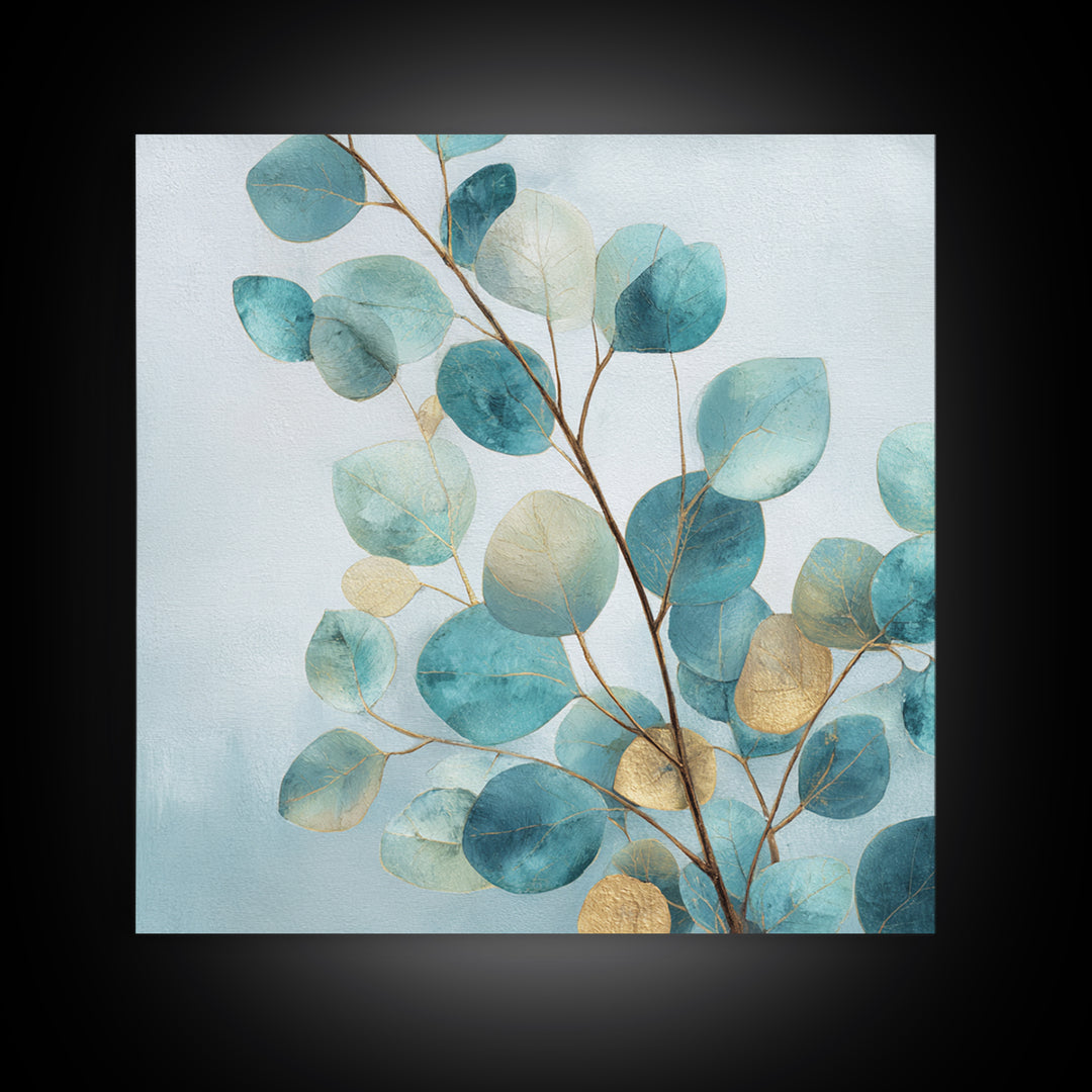 Botanical Eucalyptus Branch Framed Canvas Print, Medical Office Art, Nurse Wall Art, Office Decor, Watercolor Art, Calm, MOA-1x1-51