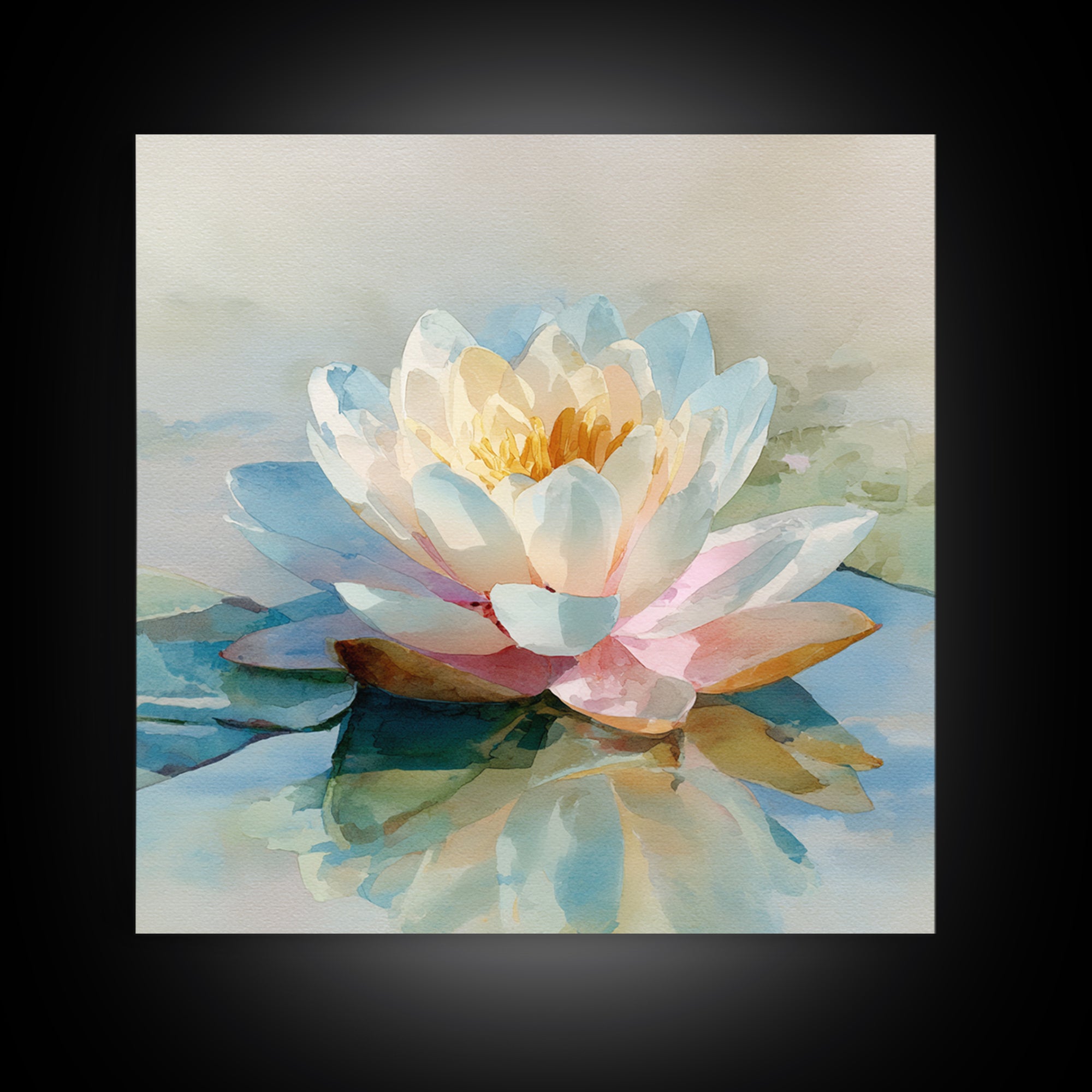Lotus Flower Floating on Still Water Canvas Print, Medical Office Art, Neuroscience Art, Office Decor, Fine Art, Calm, MOA-1x1-59