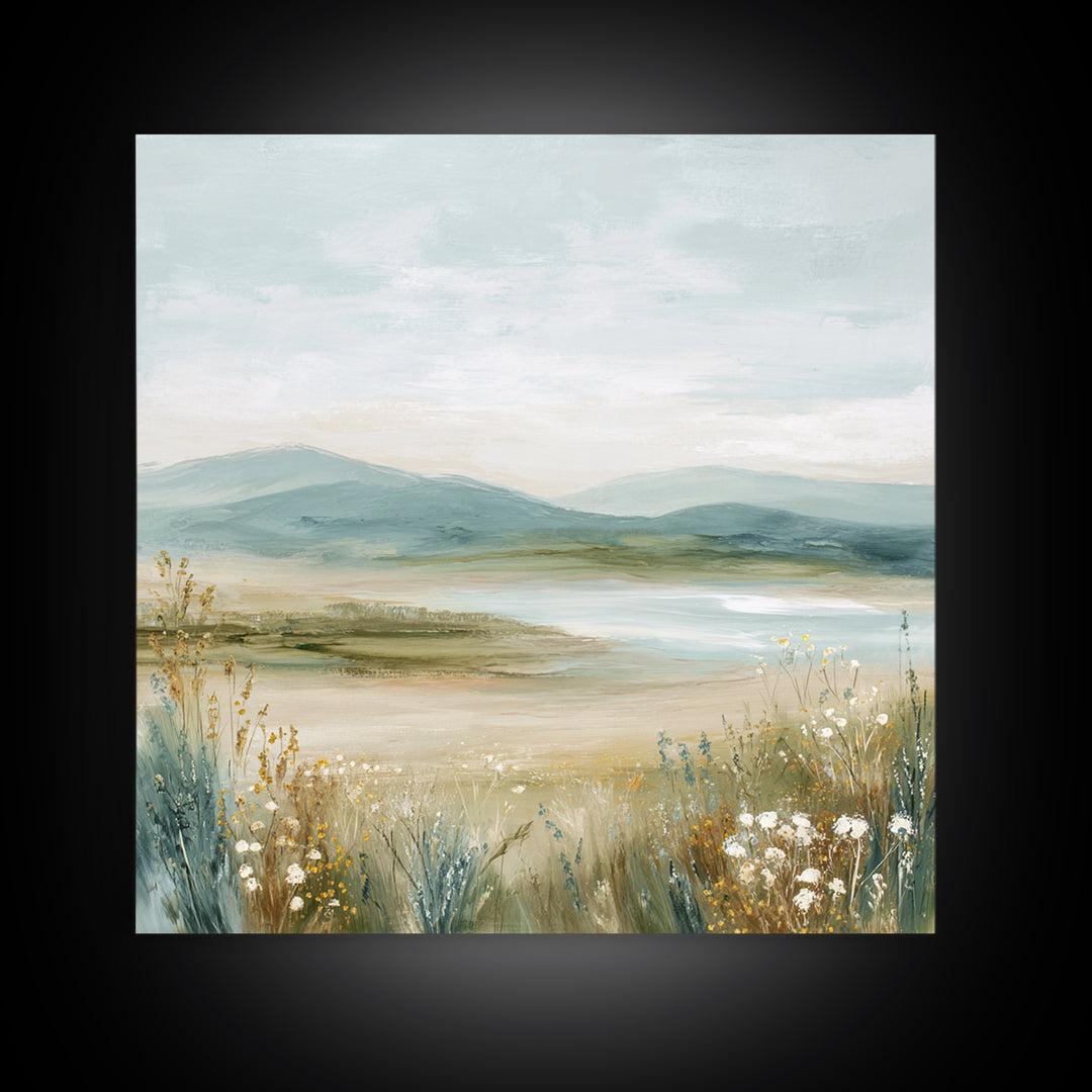 Sunlit Meadow with Wildflowers and Calm Mood Canvas Print, Medical Office Art, Anatomy Poster, Office Decor, Fine Art, Calm, MOA-1x1-60