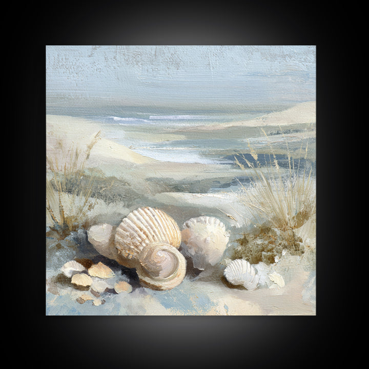 Coastal Shells and Water Study Framed Canvas Print, Medical Office Art, Anatomy Art, Office Decor, Calm, Statement Artwork, MOA-1x1-68