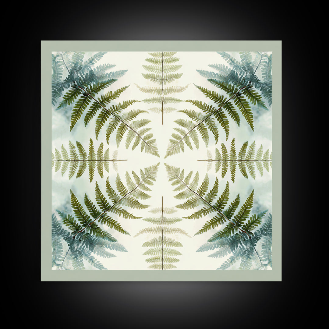 Minimal Green Fern Specimen Framed Canvas Print, Medical Office Art, Medical Student Gift, Office Decor, Fine Art, Calm, MOA-1x1-8