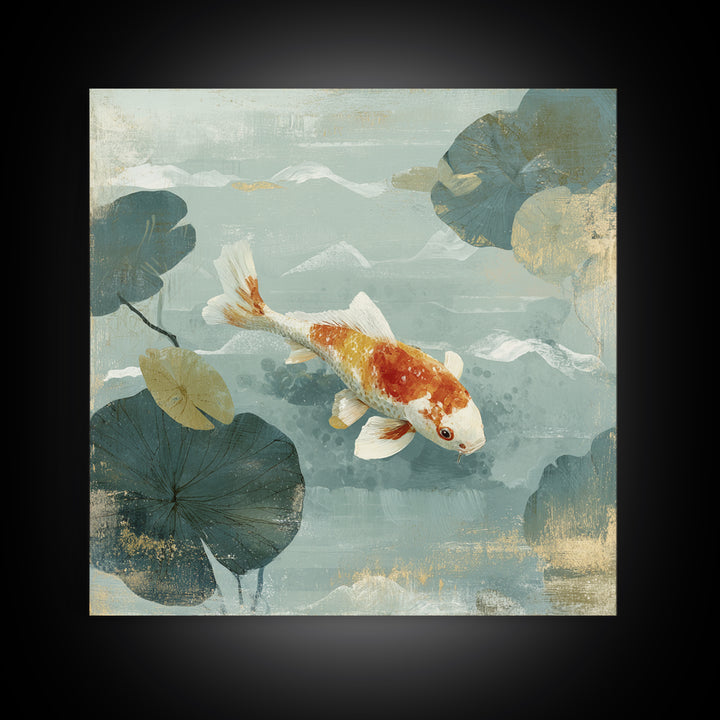 Calm Koi Fish Swimming Through Clear Water Canvas Print, Medical Office Art, Neuroscience Art, Office Decor, Fine Art, Calm, MOA-1x1-94