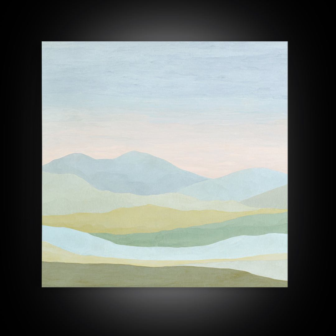 Minimal Sunrise over Rounded Hills Canvas Print, Medical Office Art, Neutral Decor, Office Decor, Fine Art, Calm, Wall Art, MOA-1x1-95
