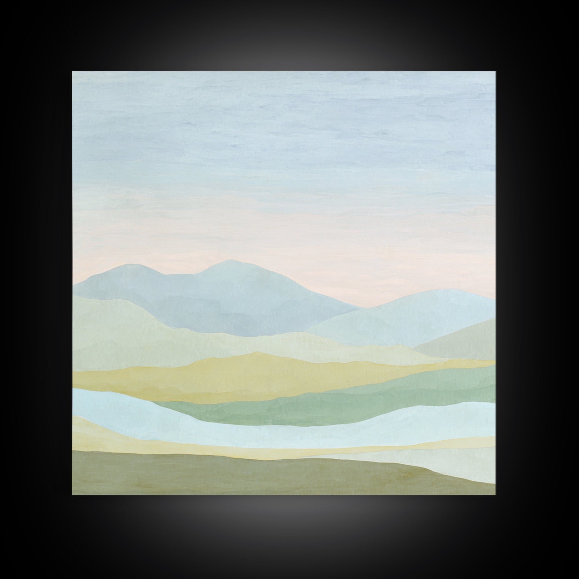 Minimal Sunrise over Rounded Hills Canvas Print, Medical Office Art, Neutral Decor, Office Decor, Fine Art, Calm, Wall Art, MOA-1x1-95