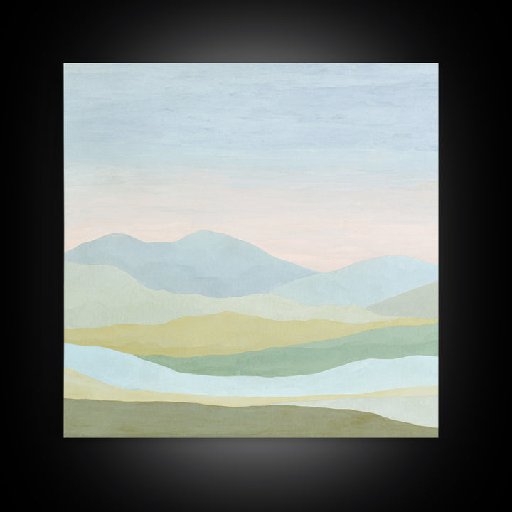 Minimal Sunrise over Rounded Hills Canvas Print, Medical Office Art, Neutral Decor, Office Decor, Fine Art, Calm, Wall Art, MOA-1x1-95