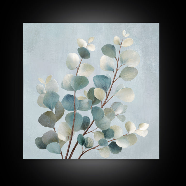 Botanical Eucalyptus Branch Canvas Print, Medical Office Art, Wall Art, Office Decor, Oil Painting, Calm, Printable Card, MOA-1x1-99