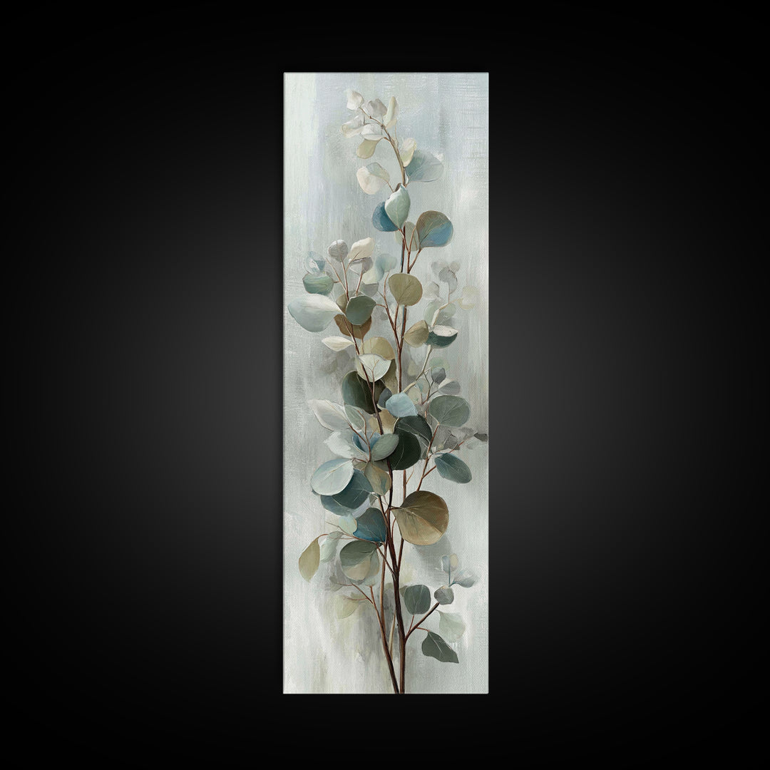 Botanical Eucalyptus Branch Framed Canvas Print, Medical Office Art, Home Decor, Office Decor, Fine Art, Calm, Medical Art, MOA-1x3-15