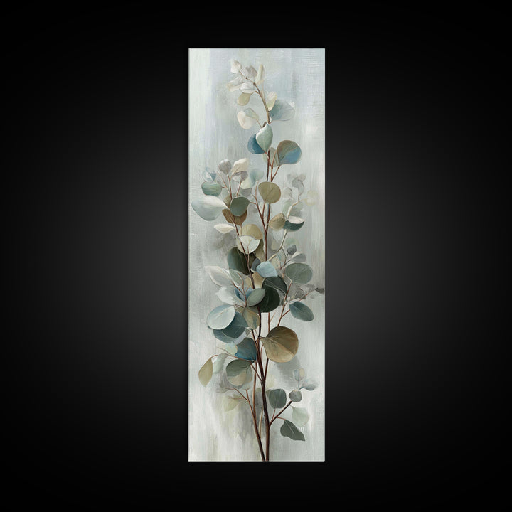 Botanical Eucalyptus Branch Framed Canvas Print, Medical Office Art, Home Decor, Office Decor, Fine Art, Calm, Medical Art, MOA-1x3-15