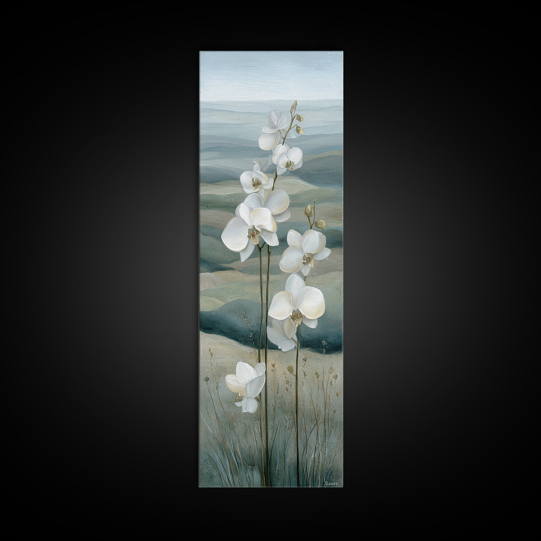 White Orchid on Gray Stone Surface Canvas Print, Medical Office Art, Nurse Wall Art, Office Decor, Fine Art, Calm, Room Decor, MOA-1x3-18
