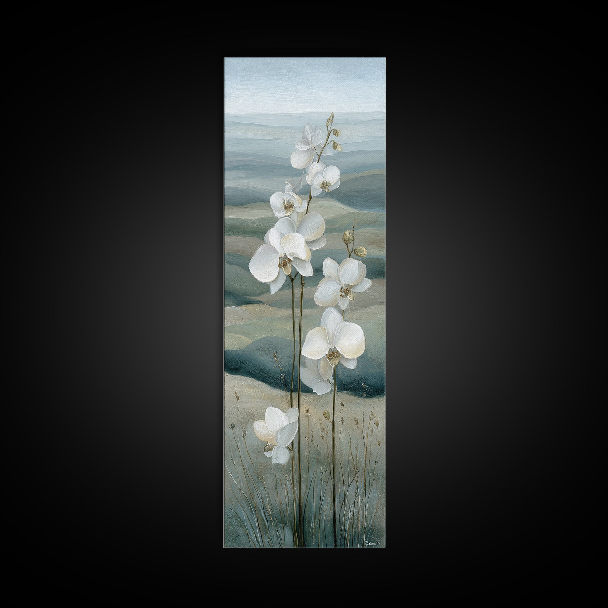 White Orchid on Gray Stone Surface Canvas Print, Medical Office Art, Nurse Wall Art, Office Decor, Fine Art, Calm, Room Decor, MOA-1x3-18
