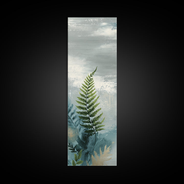 Minimal Green Fern Specimen Framed Canvas Print, Medical Office Art, Luxury Decor, Office Decor, Calm, Digital Wall Art, MOA-1x3-20