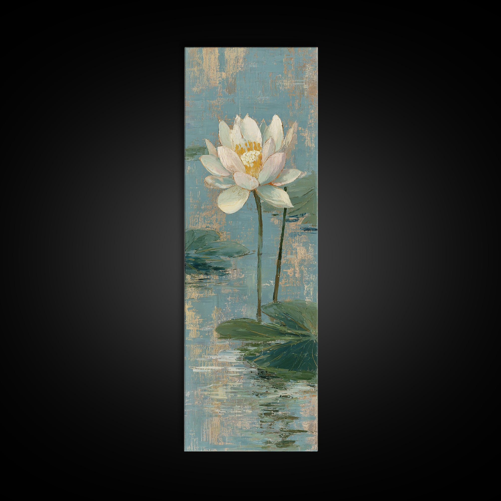 Lotus Flower Floating on Still Water Canvas Print, Medical Office Art, Digital Art, Office Decor, Watercolor Art, Calm, MOA-1x3-23