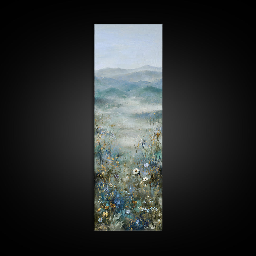 Sunlit Meadow with Wildflowers and Calm Mood Canvas Print, Medical Office Art, Wall Art, Office Decor, Watercolor Art, Calm, MOA-1x3-48