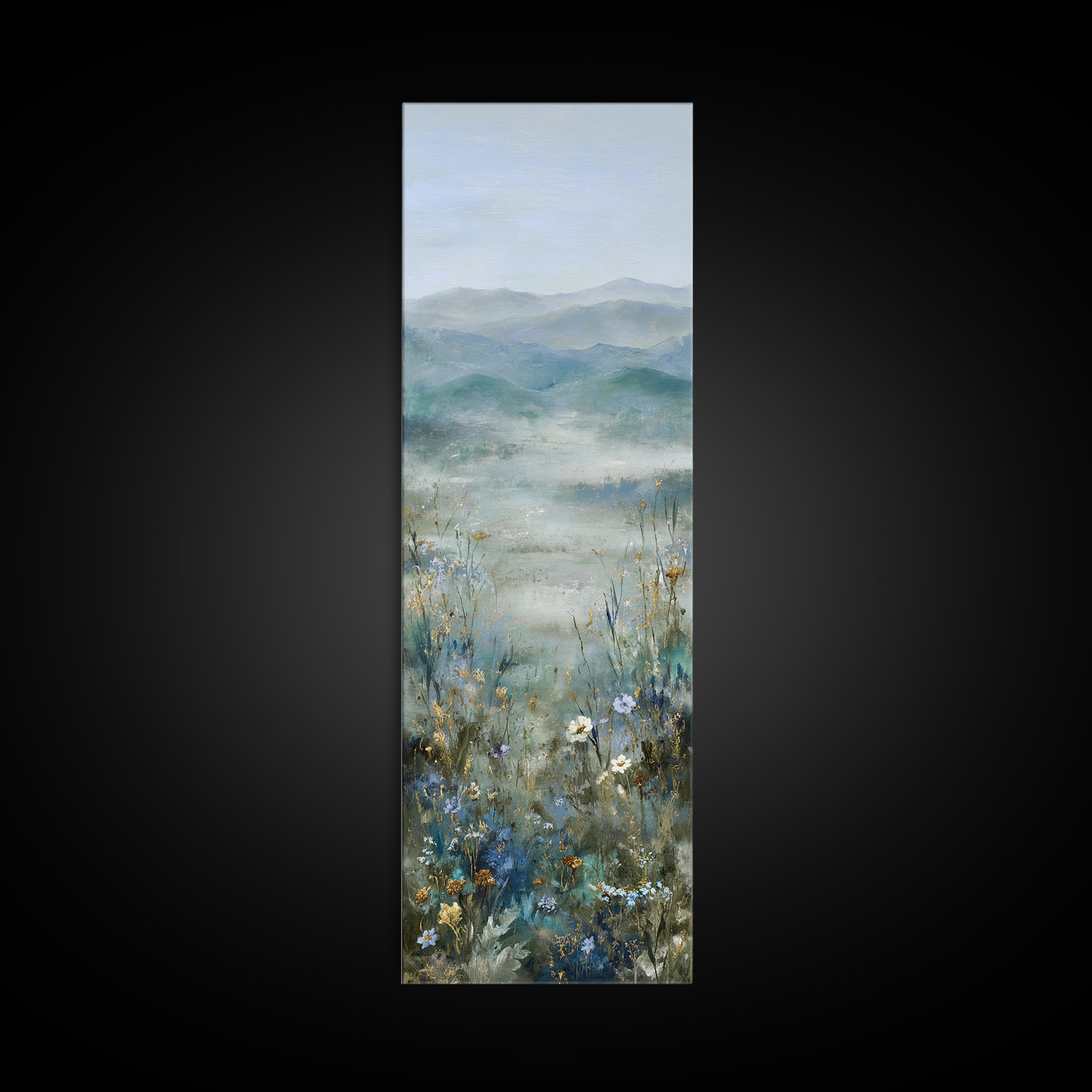 Sunlit Meadow with Wildflowers and Calm Mood Canvas Print, Medical Office Art, Wall Art, Office Decor, Watercolor Art, Calm, MOA-1x3-48