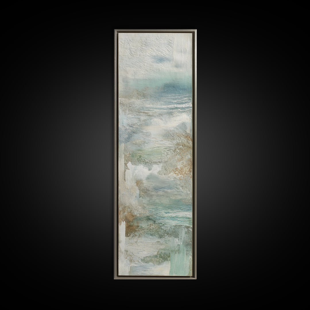 Coastal Shells and Water Study Framed Canvas Print, Medical Office Art, Medical Art, Office Decor, Fine Art, Calm, Biology Art, MOA-1x3-80