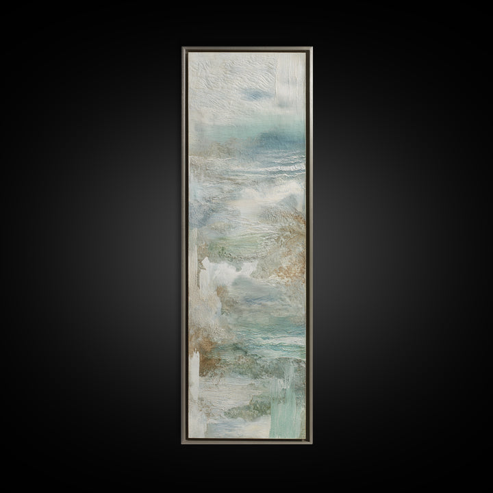 Coastal Shells and Water Study Framed Canvas Print, Medical Office Art, Medical Art, Office Decor, Fine Art, Calm, Biology Art, MOA-1x3-80