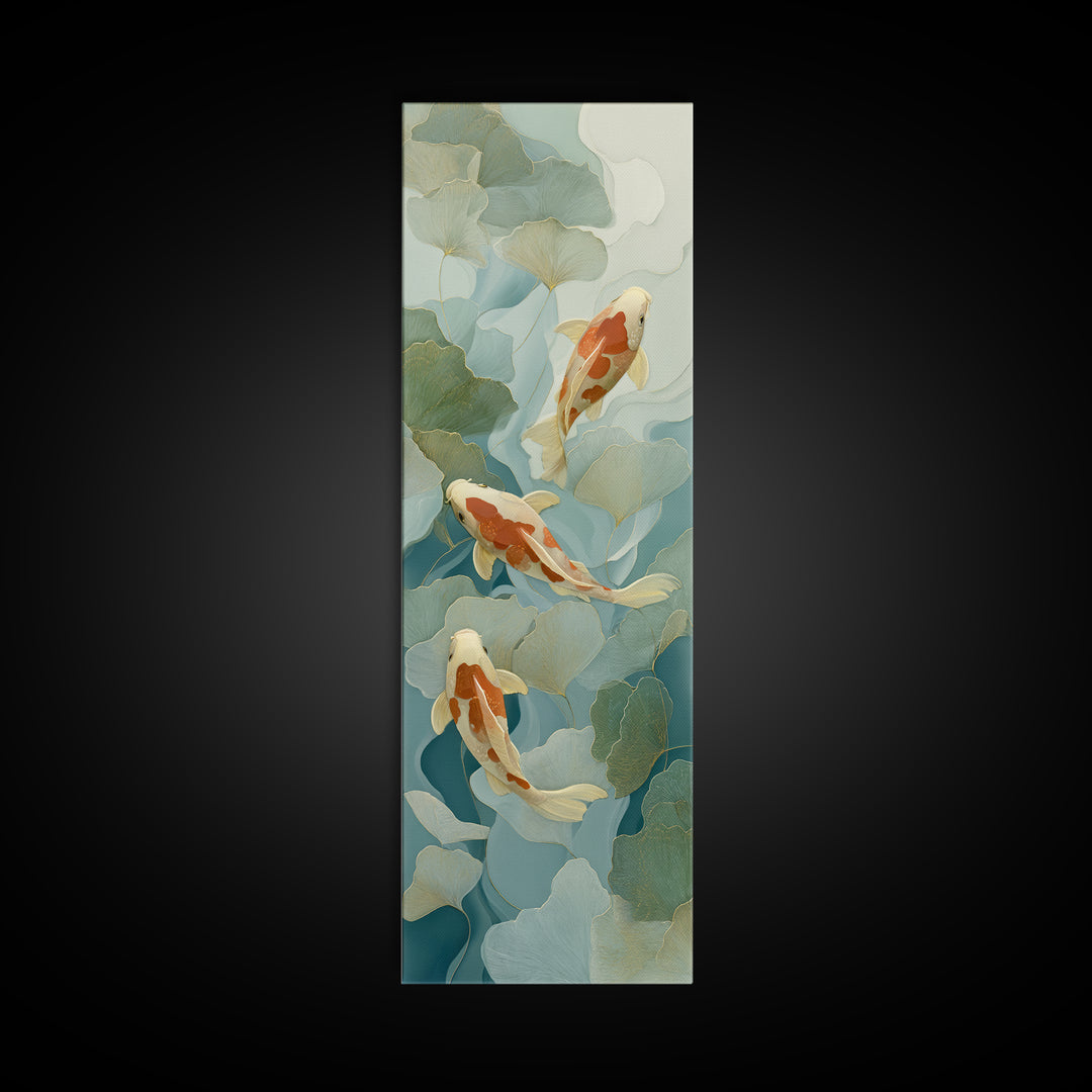 Calm Koi Fish Swimming Through Clear Water Canvas Print, Medical Office Art, Gallery Decor, Office Decor, Oil Painting, Calm, MOA-1x3-82
