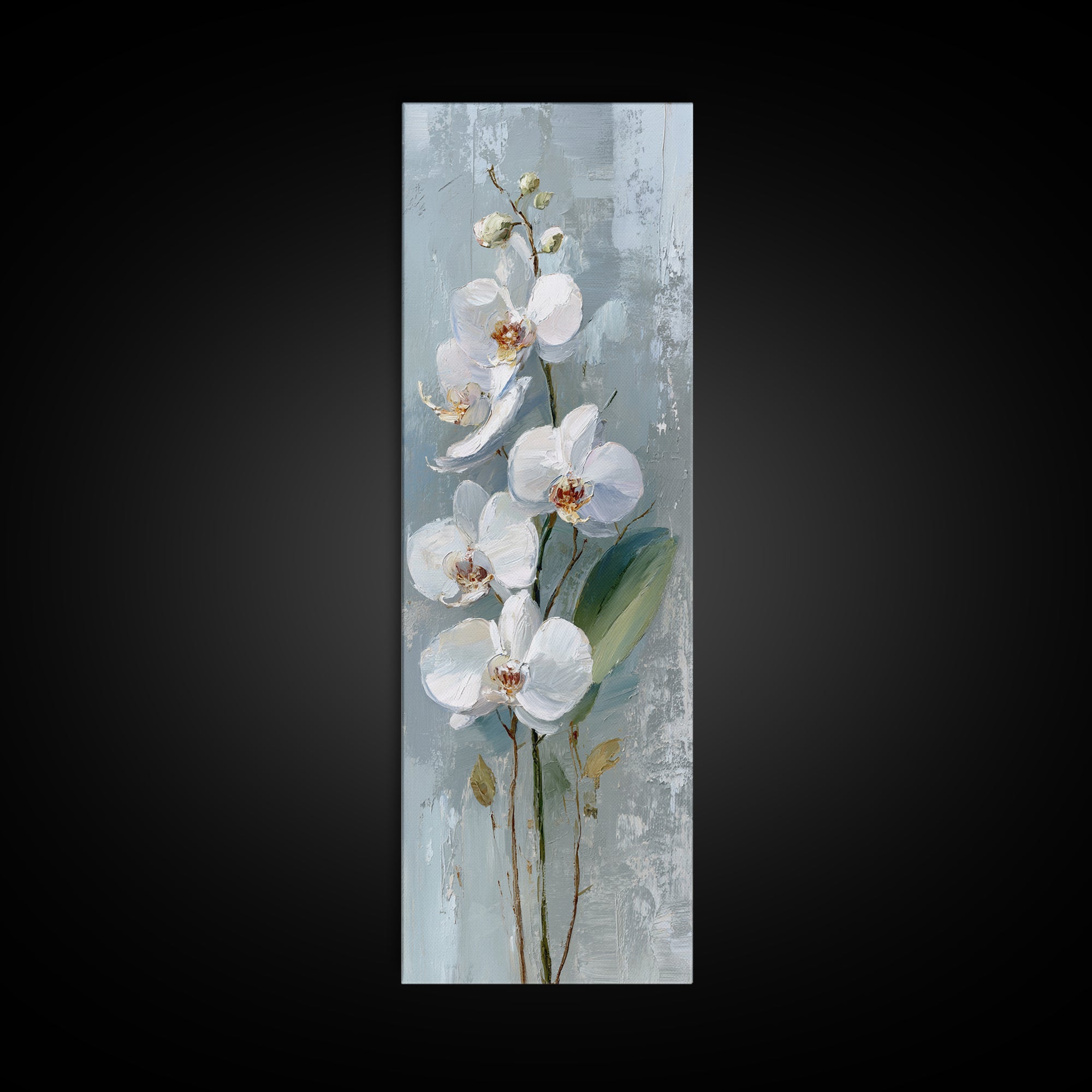 White Orchid on Gray Stone Surface Canvas Print, Medical Office Art, Art Print, Office Decor, Oil Painting, Calm, Printable Art, MOA-1x3-90