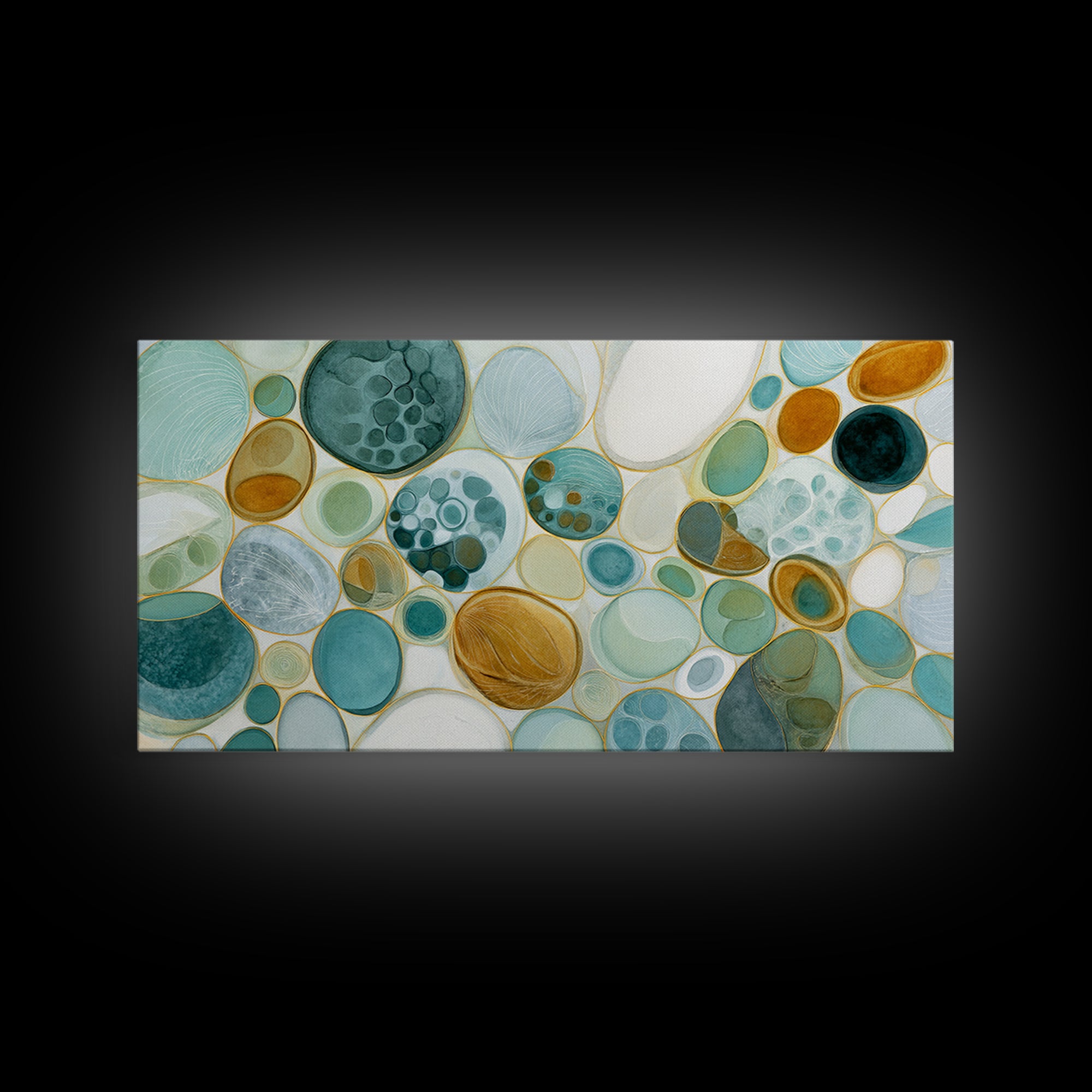 Abstract Cells and Circles as Soothing Pattern Framed Canvas Print, Medical Office Art, Home Decor, Office Decor, Calm, MOA-2x1-1