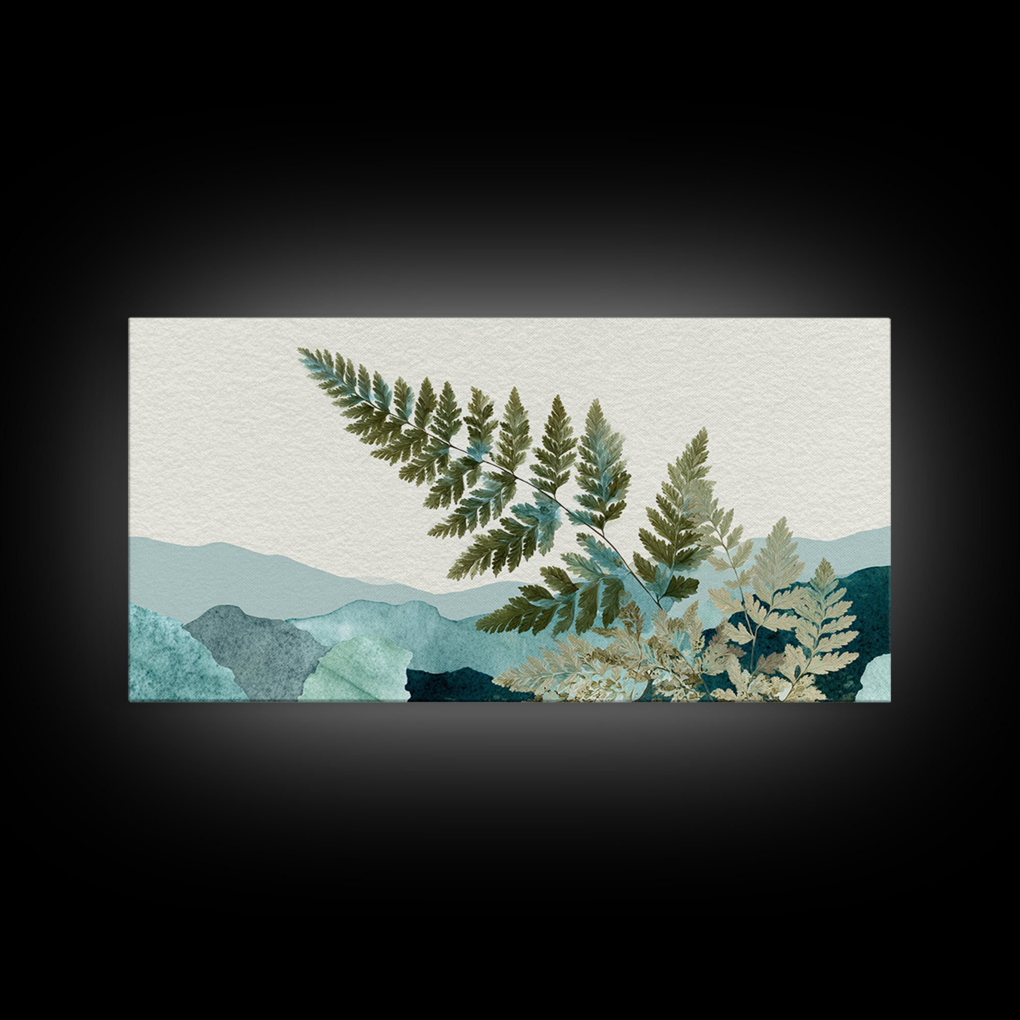 Minimal Green Fern Specimen Framed Canvas Print, Medical Office Art, Educational Poster, Office Decor, Fine Art, Calm, MOA-2x1-100