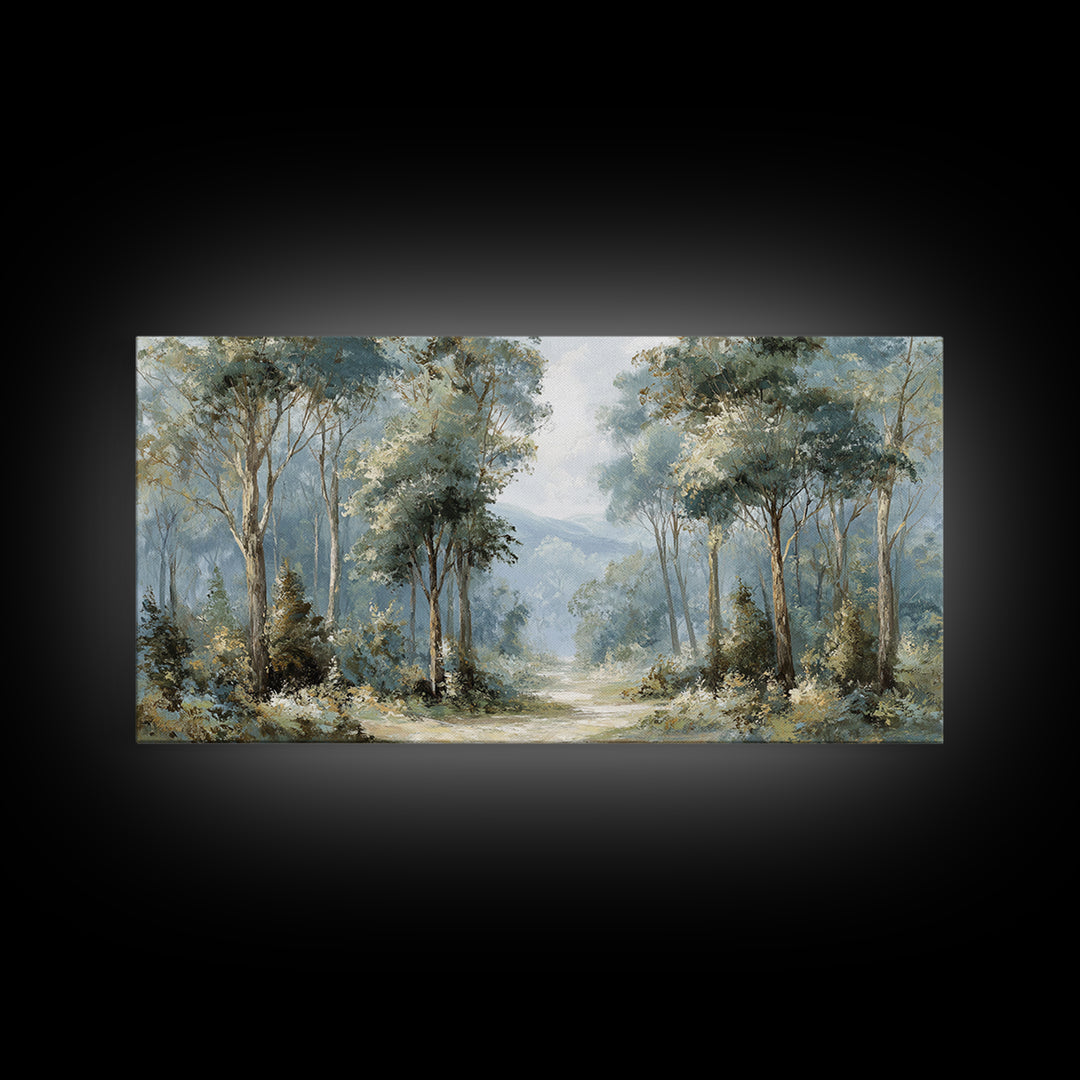 Gentle Forest Path Framed Canvas Print, Medical Office Art, Minimalist Decor, Office Decor, Fine Art, Calm, Dental Office Decor, MOA-2x1-13